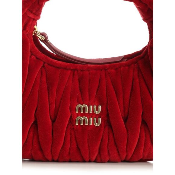 Miu Miu Women Mini Wander Bag In Quilted Velvet